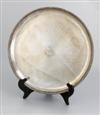 (LA VELOCE LINE.) Highly decorative footed silver dessert plate;
